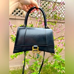 Balenciaga Hourglass Handbag Small in black shiny box calfskin, pre owned